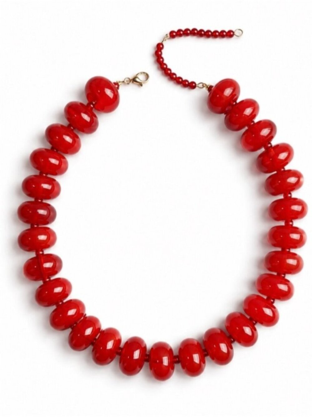 New! Cherry Red Marbled Chunky Beaded Dopamine Necklace NWOT